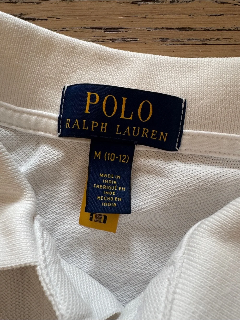 POLO RALPH LAUREN Boys White Cotton Polo with Navy Cote d'Azur Graphic, sz 10-12